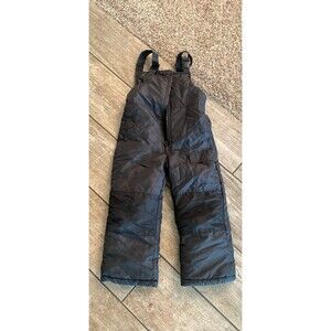 London Fog Snow Ski Bibs Kids Size 5/6 Black  Adjustable Insulated Solid